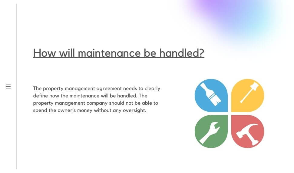 maintenance included in property management contract