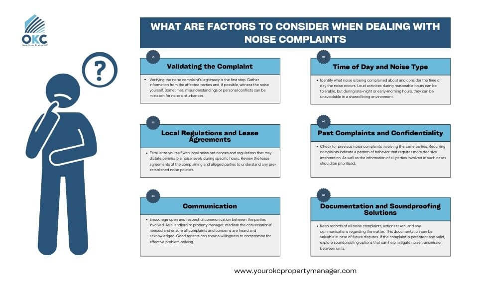 What are factors to consider when dealing with noise complaints